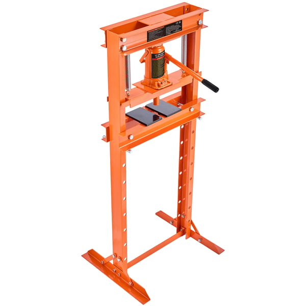 Hydraulinen työpajaprässi, 12 tonnin H-runko, 56x51x133,3 cm, oranssi, säädettävä teräs