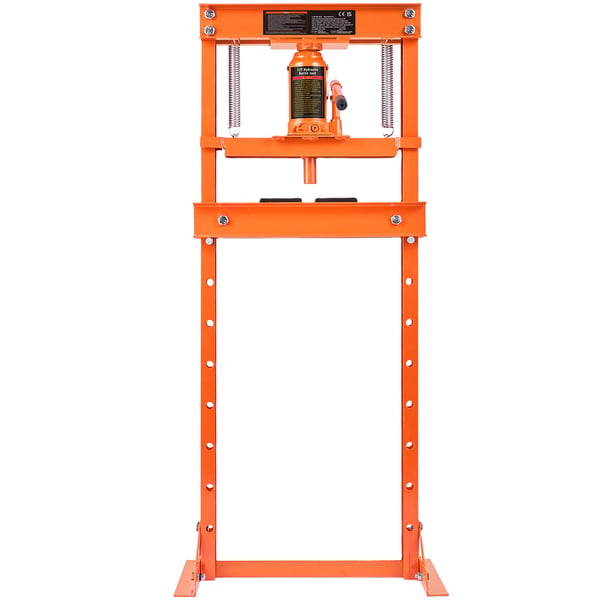 Hydraulinen työpajaprässi, 12 tonnin H-runko, 56x51x133,3 cm, oranssi, säädettävä teräs