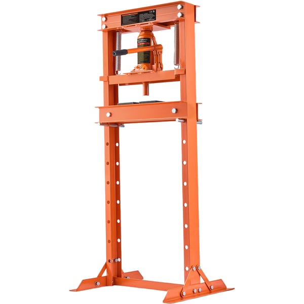 Hydraulinen työpajaprässi, 12 tonnin H-runko, 56x51x133,3 cm, oranssi, säädettävä teräs