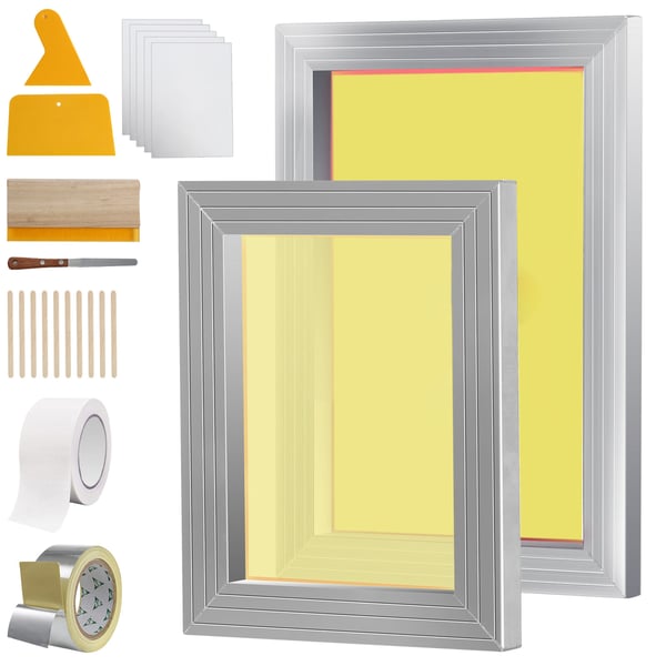 Screen Printing Kit, 2 aluminiumramar 20,3x25,4 cm/25,4x35,6 cm, gör-det-själv-tryck