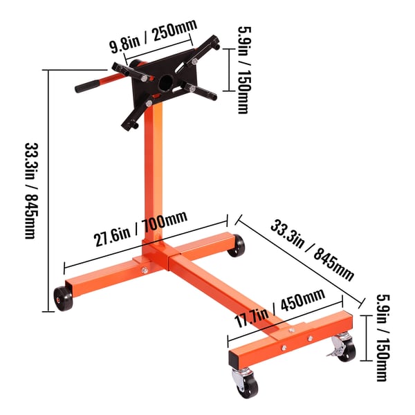 Motorstativ, 340 kg roterande motorstativ 70x84,5x84,5 cm, gjutjärn