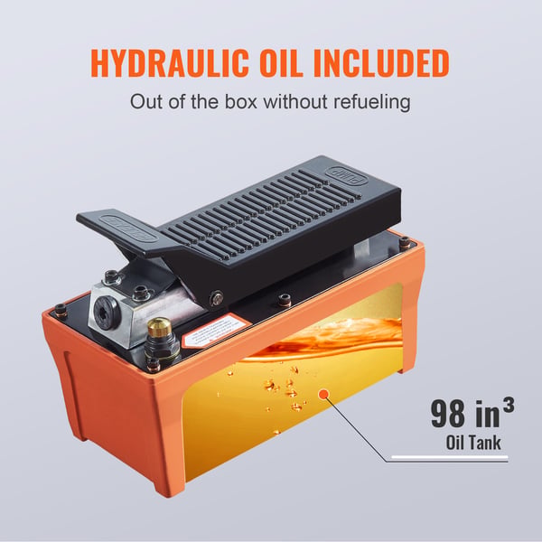 Luft-hydraulisk pumpe, 262x136x186 mm, orange, metal
