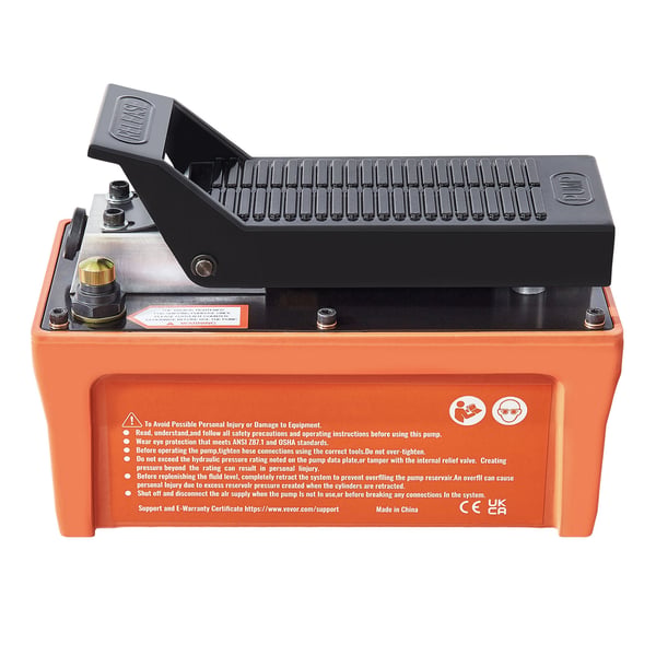 Luft-hydraulisk pumpe, 262x136x186 mm, orange, metal