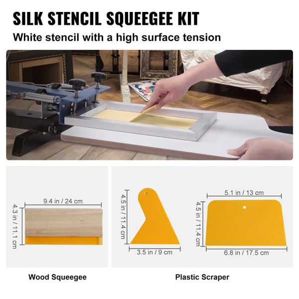 Serigrafi-sæt, 3 stk. aluminiumsrammer 15,2x25,4/20,3x30,5/25,4x35,6 cm, 110 mesh, DIY tryk