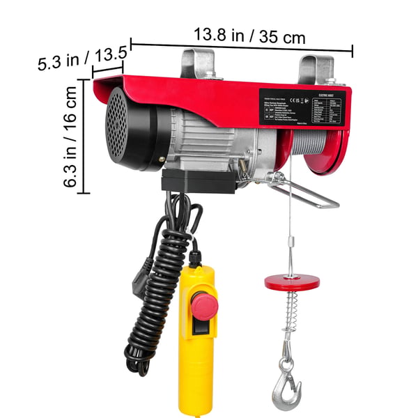 Elektrisk Hejs, 249,5 kg løftekapacitet, 427 cm fjernbetjening, 1219 cm løftehøjde, stål