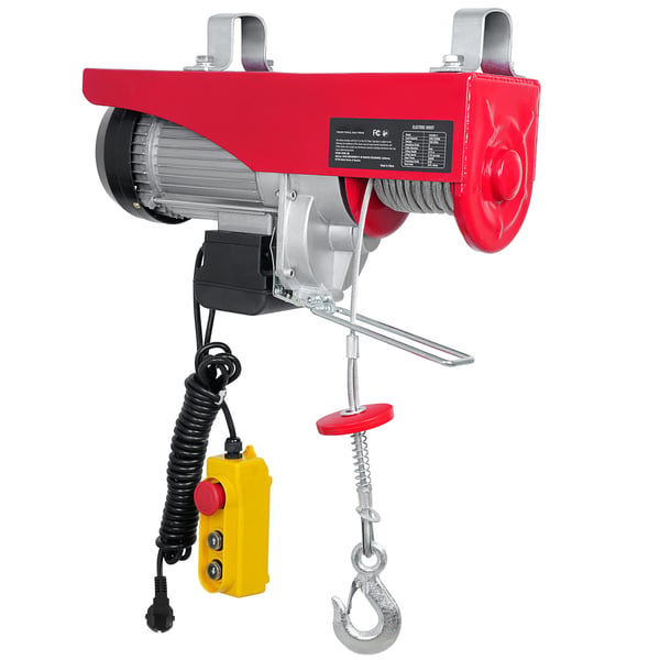 Elektrisk talje, 998 kg, 1600W, 427 cm fjernbetjening, 1219 cm løftehøjde, stål