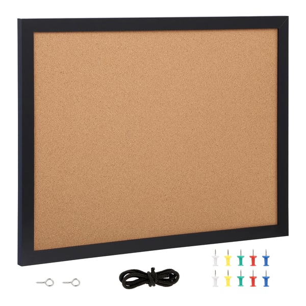 Korktavle, Dobbeltsidet opslagstavle, 45,7x60,9x1,8 cm, Sort, MDF-ramme Korktavle, Dobbeltsidet opslagstavle, 45,7x60,9x1,8 cm, Sort, MDF-ramme