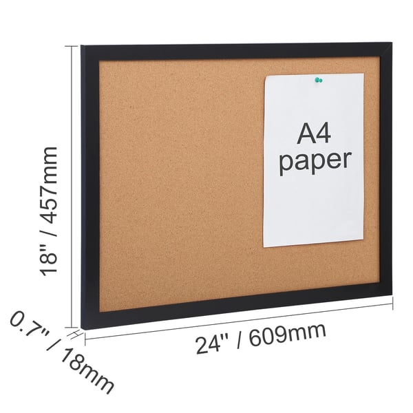 Korkkitaulu, kaksipuolinen ilmoitustaulu, 45.7x60.9x1.8 cm, musta, MDF-kehys