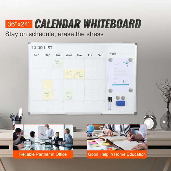 Kalender Whiteboard, 91,5x61x5 cm, Magnetisk, Månadsplanerare