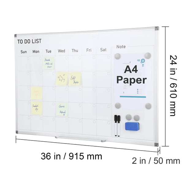 Kalender Whiteboard, 91,5x61x5 cm, Magnetisk, Månadsplanerare