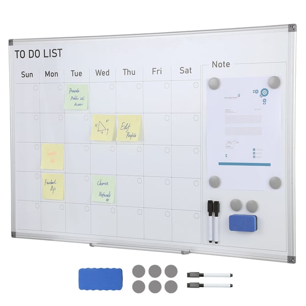 Kalender Whiteboard, 91,5x61x5 cm, Magnetisk, Månadsplanerare