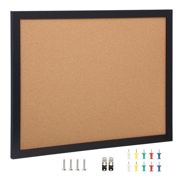 Opslagstavle i kork, 61x91x1,8 cm, sort, MDF-ramme Opslagstavle i kork, 61x91x1,8 cm, sort, MDF-ramme
