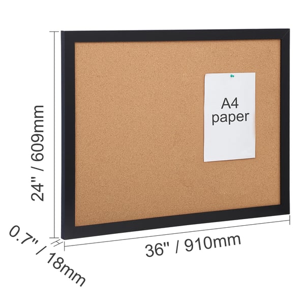 Opslagstavle i kork, 61x91x1,8 cm, sort, MDF-ramme