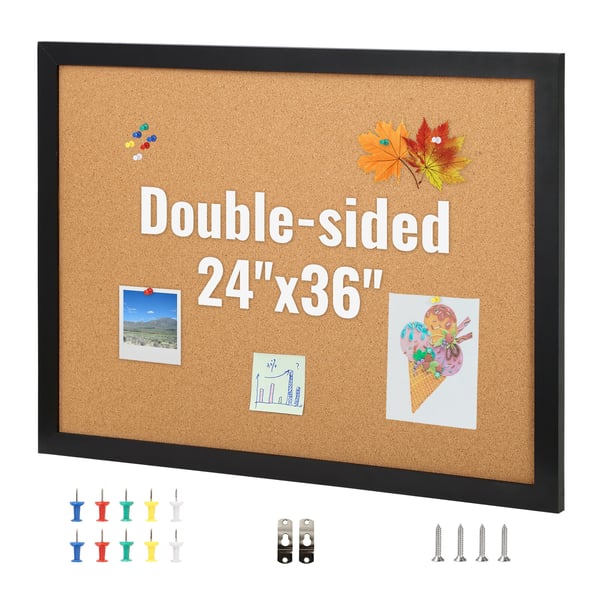 Opslagstavle i kork, 61x91x1,8 cm, sort, MDF-ramme