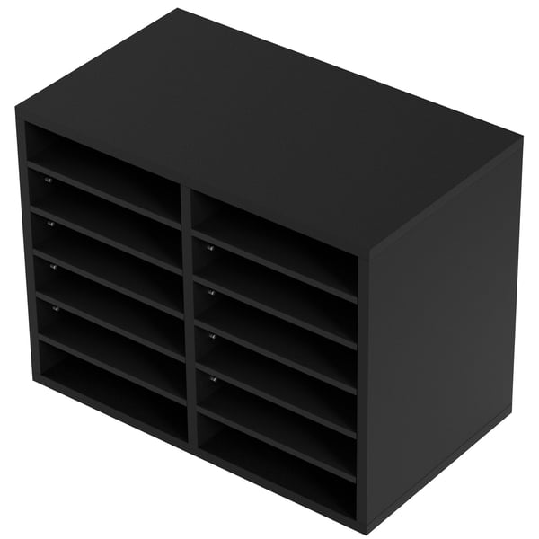 Litteraturorganisator, 12 rum, 52x30.5x41 cm, sort, træ