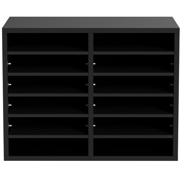 Litteraturorganisator, 12 rum, 52x30.5x41 cm, sort, træ