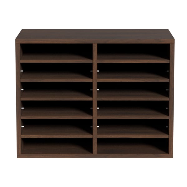 Litteraturorganisatör, 12 fack, 52x30.5x41 cm, Brun, Trä