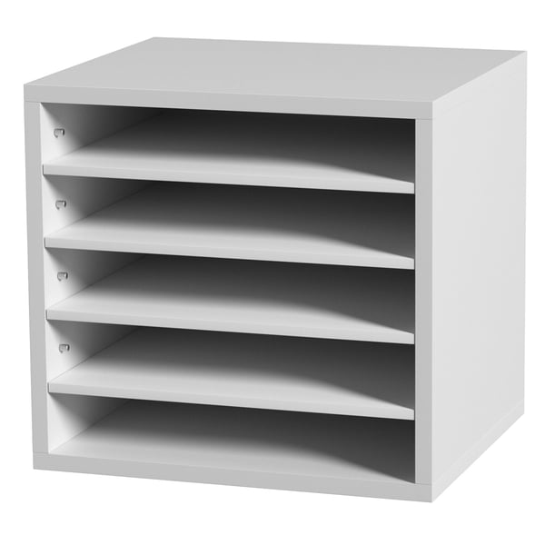 Litteraturorganisator, 5 rum justerbare hylder 35,3x30,5x33 cm, hvid, træ Litteraturorganisator, 5 rum justerbare hylder 35,3x30,5x33 cm, hvid, træ