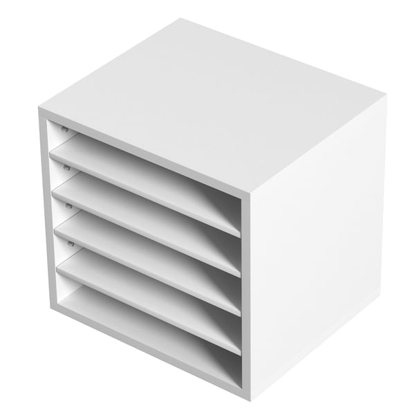 Litteraturorganisator, 5 rum justerbare hylder 35,3x30,5x33 cm, hvid, træ