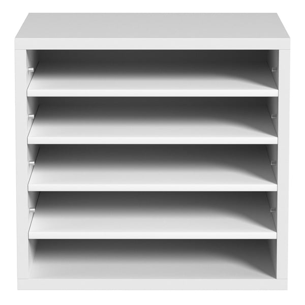 Litteraturorganisator, 5 rum justerbare hylder 35,3x30,5x33 cm, hvid, træ