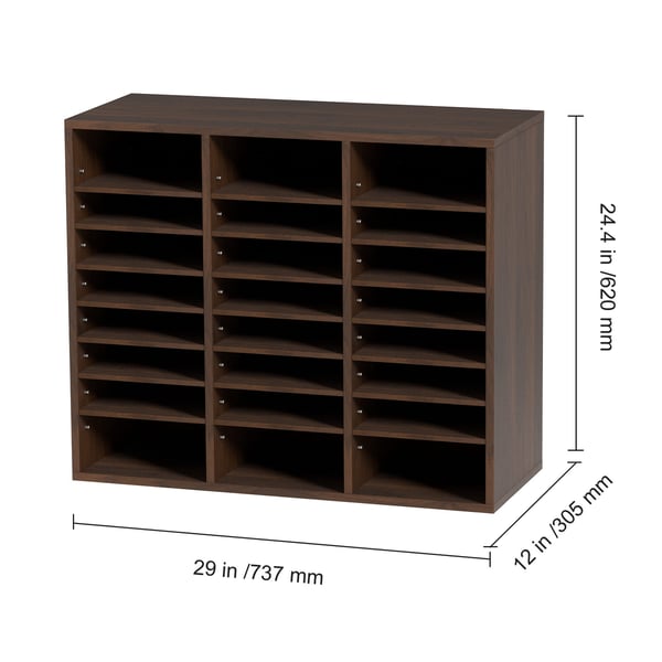 Litteraturorganisator, 24 rum, 73,7x30,5x62 cm, brun, træ
