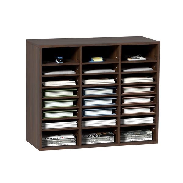 Litteraturorganisator, 24 rum, 73,7x30,5x62 cm, brun, træ
