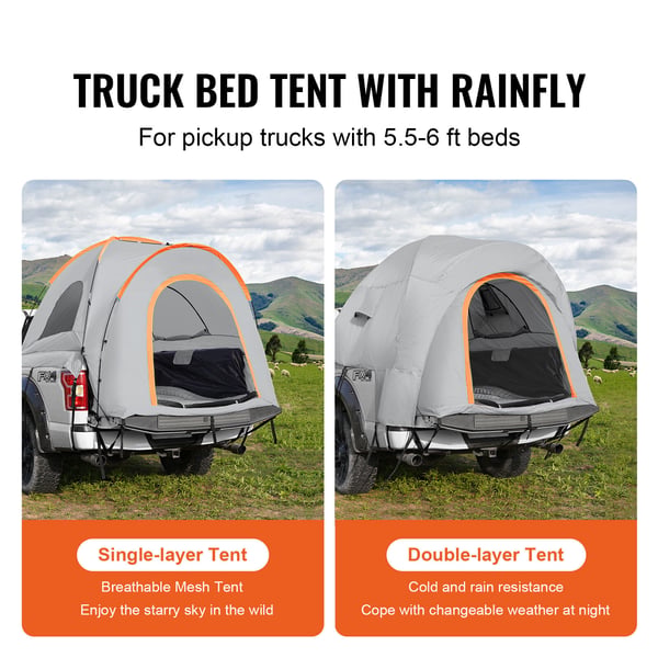 SUV Camping Telt, 240x240x230 cm, Grå, Vandtæt Dobbelt Lag