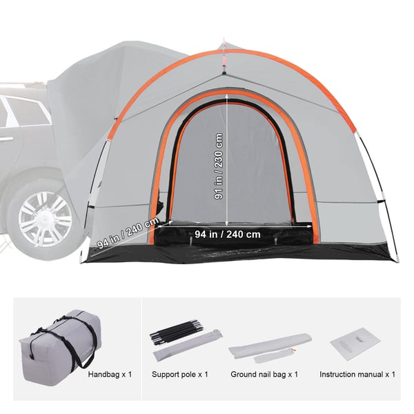 SUV Camping Telt, 240x240x230 cm, Grå, Vandtæt Dobbelt Lag