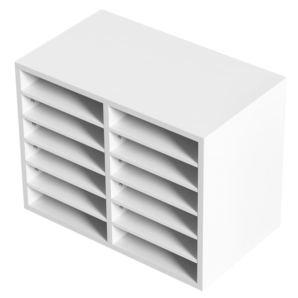 Litteraturorganisator, 12 rum, 51,8x30,5x40,9 cm, hvid, træ
