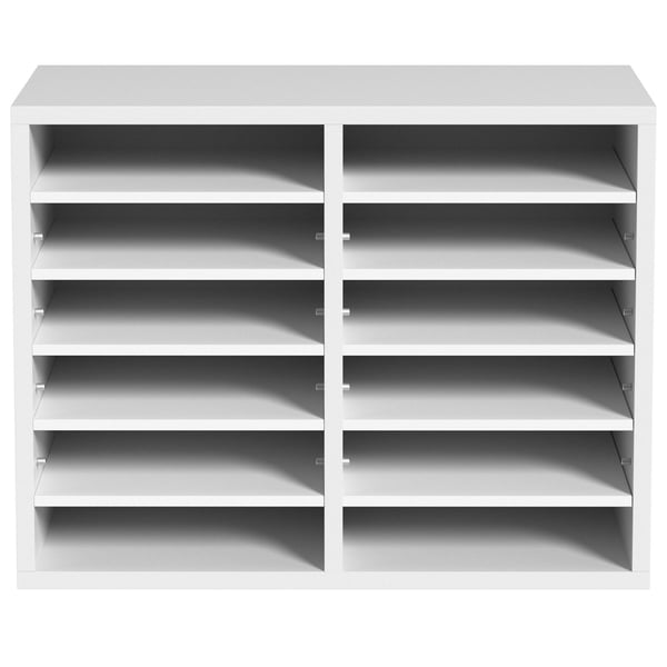 Litteraturorganisator, 12 rum, 51,8x30,5x40,9 cm, hvid, træ