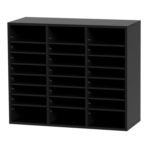 Litteraturorganisator, 24 rum, 73,7x30,5x62 cm, Sort, Træ