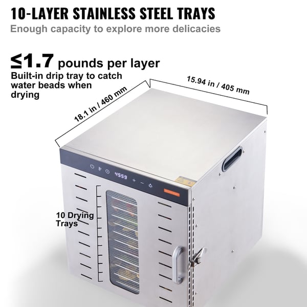 Matdehydrator, 46x42x46.5 cm, rostfritt stål