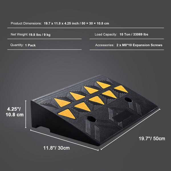 Kantstensrampe, 50x30x10.8 cm, Gummi, Ekstra robust