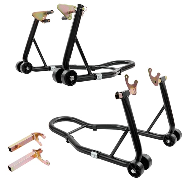 Motorcykelstativ, For- og baghjulsløft 47x69x34,5 cm 55x78x36,5 cm Sort, Stål