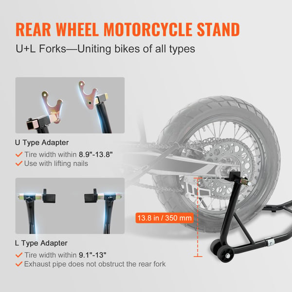 Motorcykelstativ, For- og baghjulsløft 47x69x34,5 cm 55x78x36,5 cm Sort, Stål