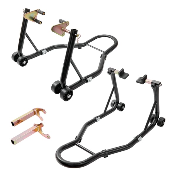 Motorcykelstativ, For- og baghjulsløft 47x69x34,5 cm 55x78x36,5 cm Sort, Stål