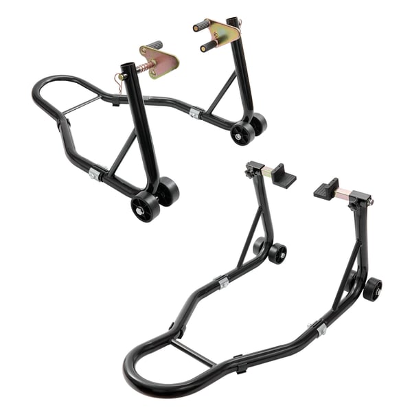 Motorcykelstativ, For- og baghjulsløft 47x69x34,5 cm 55x78x36,5 cm Sort, Stål