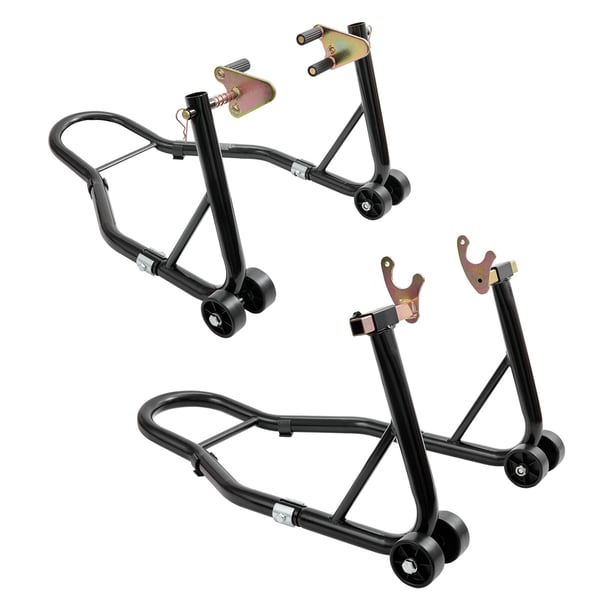 Motorcykelstativ, For- og baghjulsløft 47x69x34,5 cm 55x78x36,5 cm Sort, Stål