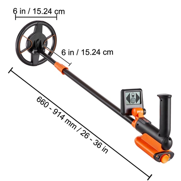 Metaldetektor, 15,2 cm vandtæt søgespole med LCD-display, justerbar 66x91,4 cm, gulddetektor, kulfiber