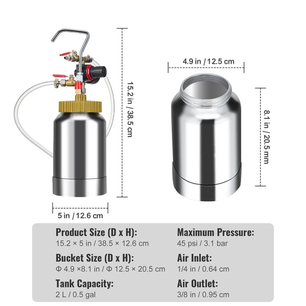 Sprayfärg Tryckbehållare, 2L, 38.5x12.6 cm, Metall, Målningsverktyg