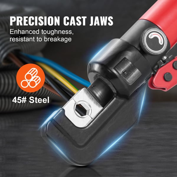 Hydraulisk presstang, 9 matricer, stål, kobber og aluminium terminalpresser, skæbetang, opbevaring