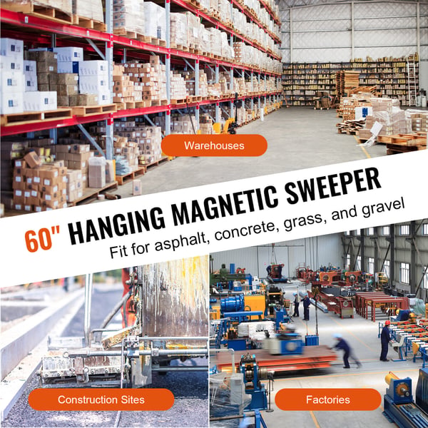 Magneettinen harava, ripustettava teollisuusluokka, 1520x77x200 mm, teräs