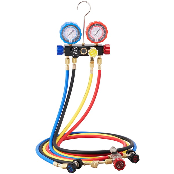 AC manifold manometersæt, 31x30x8,5 cm, 152,4 cm slanger, messing
