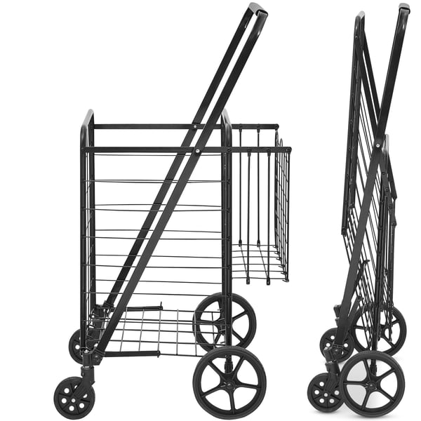 Taitettava ostoskärry, 64,5x62,2x104,5 cm, musta, metalli