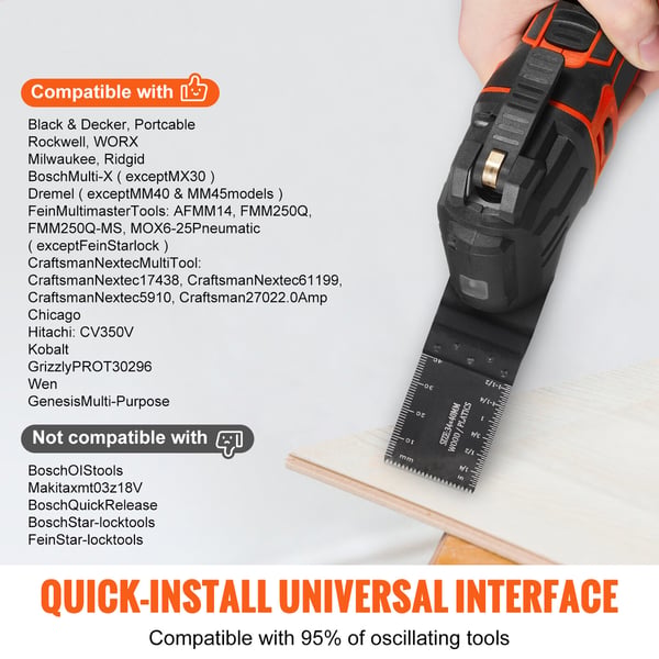 Oscillerende savklinger, 50 stk., universel quick release, træ plast aluminium