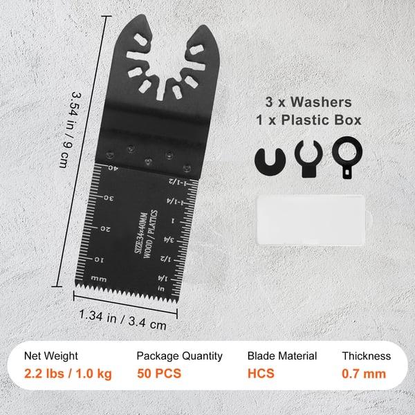 Oscillerende savklinger, 50 stk., universel quick release, træ plast aluminium