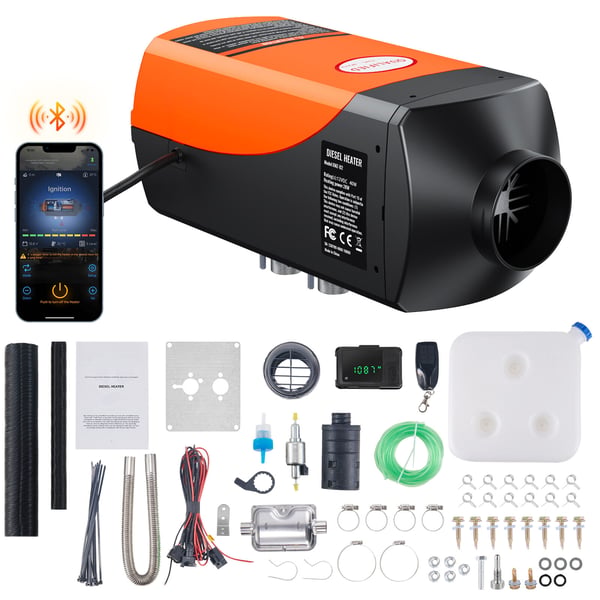 Dieselvärmare, Bluetooth-appstyrning, 34x11,5x14 cm, 12V 2KW