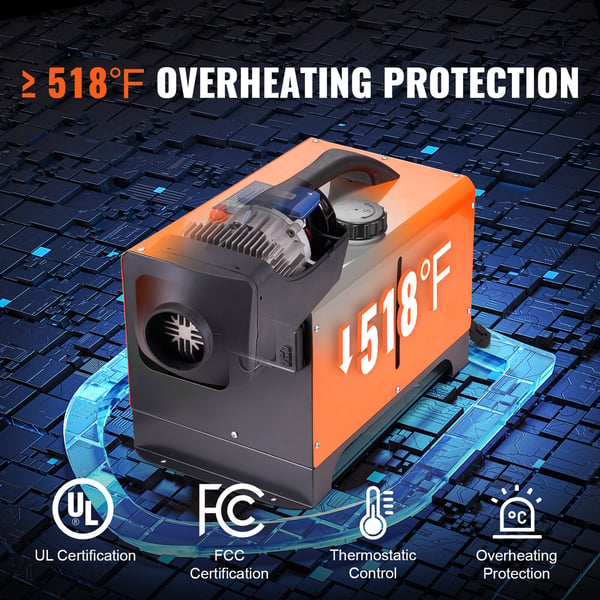 Diesel-ilmalämmitin, 400x250x310 mm, musta, Bluetooth-ohjaus