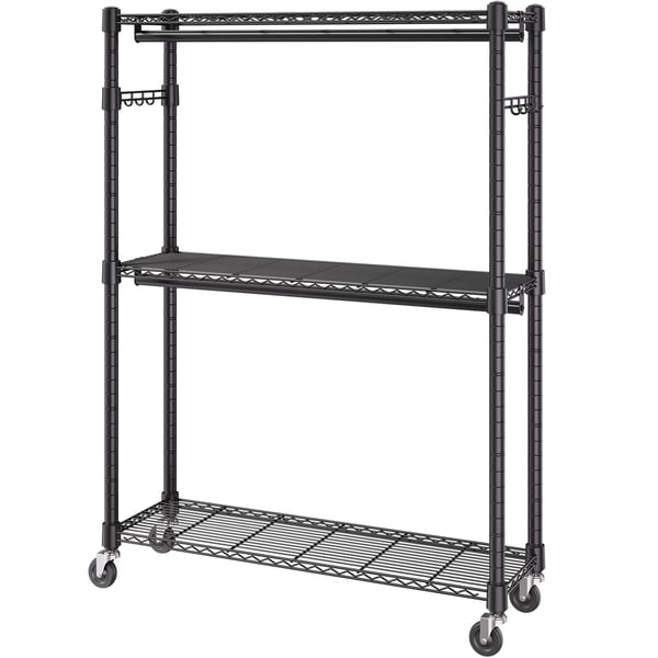 Tøjstativ, Kraftigt justerbart rullende garderobestativ, 116,2x45x204 cm, Stål
