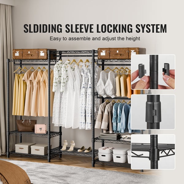 Klädställning, Robust justerbar fristående garderob, 1740x450x1800 mm, Stål